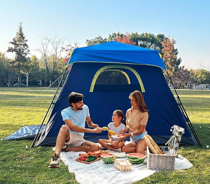 3/4 Person/6 Person Camping Tent Fast Cabin Tent with Instant Setup Tent, Weatherproof Tent Easy Quick Set Up & Pop Up in 60 Seconds with Rainfly Backpack for Family Camping,Upgraded Ventilation