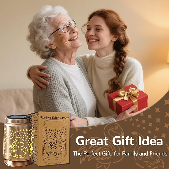 Flamingo Solar Lantern for Garden Outdoor Decor – Hanging Metal Light Decoration for Patio, Yard, Lawn, Pathway, Backyard – Birthday Gift for Mom, Women, Grandma