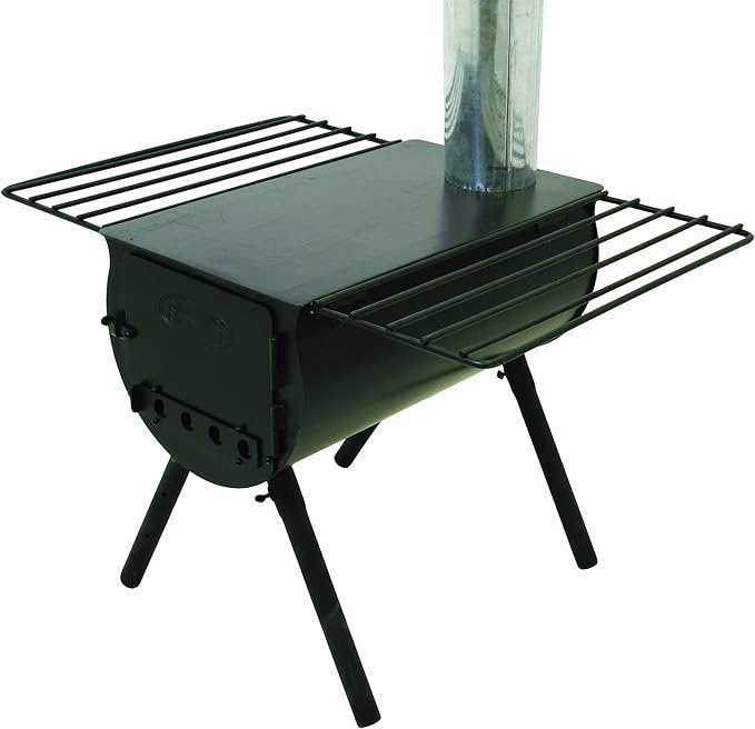 Camp Chef Alpine CS14 Heavy Duty Cylinder Tent Cabin Stove with damper and side shelves