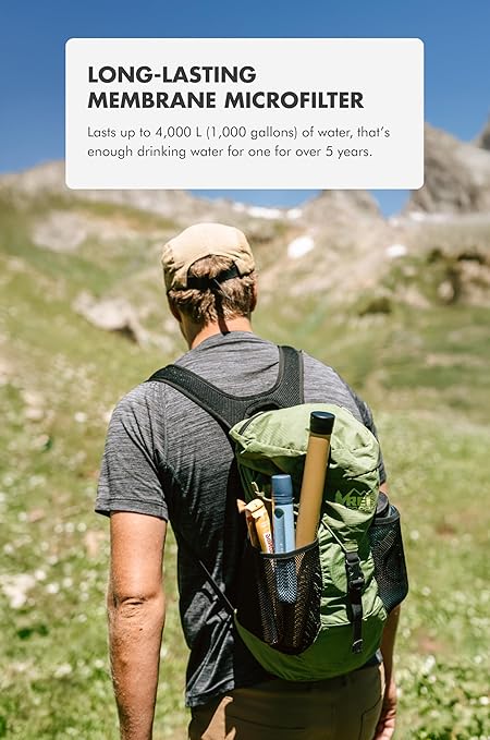 LifeStraw Peak Series - Personal Water Filter Straw for Backup Filtration, Emergency, Survival, and Ultralight Hydration, Mountain Blue, 2 Pack