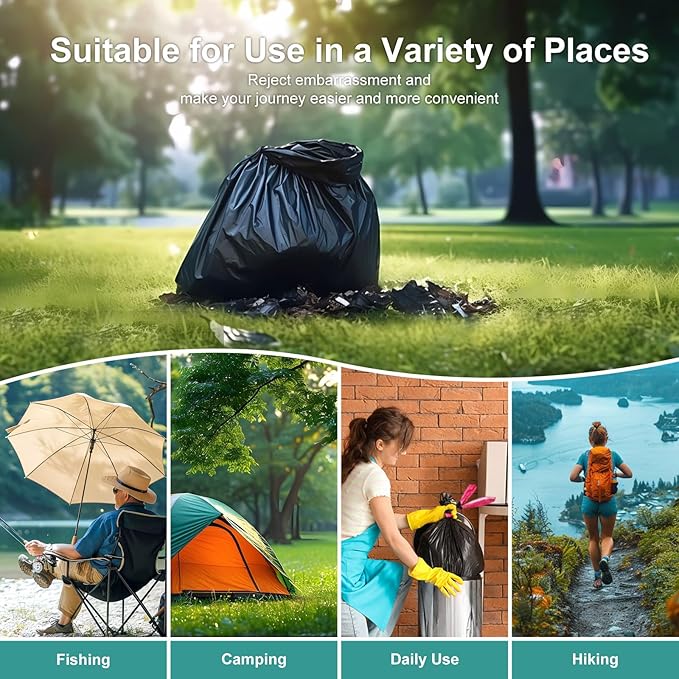 Portable Toilet Bags，Drawstring Camping Toilet Bags Toilet Trash Bags Leak-Proof, Waste Bags for Camping, Hiking, Traveling,Emergency, Outdoor Activities