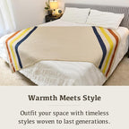 Chubbuck 100% Wool Blanket Camping (60" x 84") - Large Warm Blanket for Camping, Emergency, Outdoor Concerts and Home Use - Fire Retardant, Soft and Warm Blankets for Winter (Lighthouse)