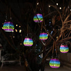 Cooo 4 Pack Mosaic Solar Lantern Outdoor Waterproof IP68 Hanging Projection Light Hidden Lid Pear-Shaped Lantern with Rope Handle Solar Powered Auto On for Patio Garden Fence Table - Neon Mosaic