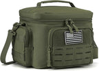 QT&QY Tactical Lunch Bag for Mens Military Heavy Duty Lunch Box Work Leakproof Insulated Durable Thermal Cooler Bag for Adult Meal for Office Camping Picnic Pail MOLLE Webbing Army Green