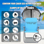 XL Universal Chair Canopy Umbrella, UPF 50+ Foldable Sun Shade Attachment with Adjustable Clamp, Fits Most Brands’ Beach, Camping, Lawn, Tanning, Zero Gravity, Lounge & Fishing Chairs