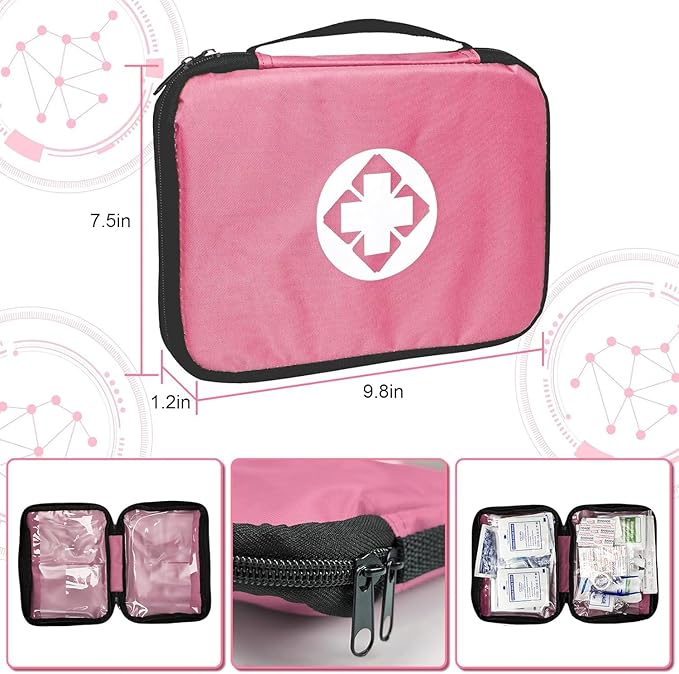 305Pcs Car First Aid Kit Refill Supplies for Business Home First Aid Emergency Kits for Office Business Compact Lovely Bag for Outdoor Activities Skating Boating