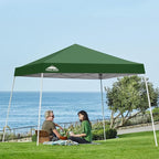 EAGLE PEAK 10x10 Slant Leg Pop-up Canopy Tent Easy One Person Setup Instant Outdoor Beach Canopy Folding Portable Sports Shelter 10x10 Base 8x8 Top (Green)
