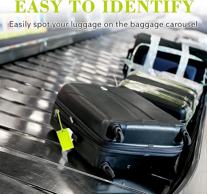 50 Pack Luggage Tags for Suitcases, Airplane Travel Essentials for Flying, International Travel Must Haves, and Luggage Accessories by Sodsay
