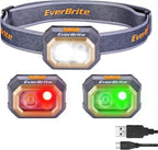 EverBrite Rechargeable Headlamp, 700 Lumens Head lamp for Adults, 6 Modes with White/Red/Green Light, 60° Adjustable LED Headlight for Hunting, Running, and Hiking