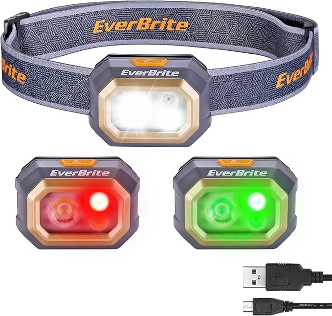 EverBrite Rechargeable Headlamp, 700 Lumens Head lamp for Adults, 6 Modes with White/Red/Green Light, 60° Adjustable LED Headlight for Hunting, Running, and Hiking