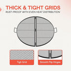 IDZO 36-Inch Foldable Fire Pit Grill Grate, Heavy-Duty Steel BBQ Grill, Cooking Grate with Handles, Portable Charcoal Grill for Campfire Cooking, Outdoor Stove Compatible, Black