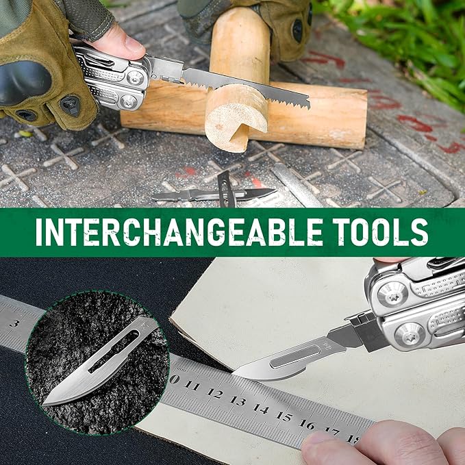 BIBURY Multitools Pliers Pro BI2049, Multi Tool Foldable Pliers with Large Saw Blade, Wire Cutters, Upgraded Multi Tool w/Scissors and Screwdirver Set, Multitool for Outdoor Hunting Survival Camping