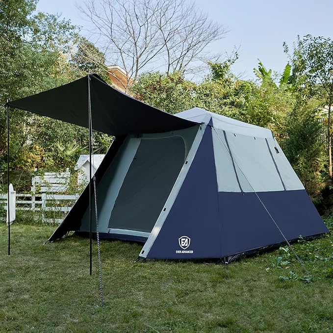 EVER ADVANCED Blackout 6 Person Camping Tent, Instant Cabin Tent for Family with Vestibule and Large Mesh Windows, 60s Easy Setup, Double Layer, Water-Resistant