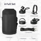 Trebo One Gallon Water Bottle Insulated with Paracord Handle,128oz Stainless Steel Sports Large Jug Food-grade Double Wall Vacuum with Straw Spout Handle Lids, Leakproof Keep Cold & Hot, Dark Gray