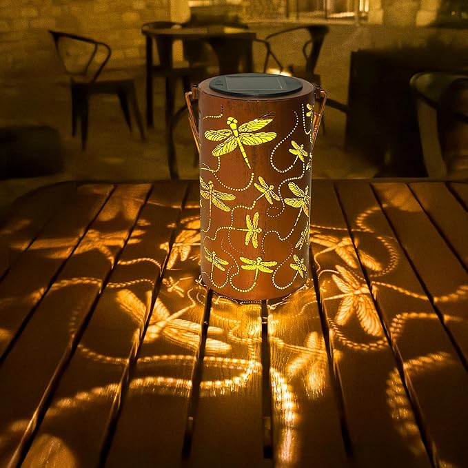 Dragonfly Solar Lanterns Outdoor Waterproof, Birthday Gifts for Women Mom Grandma, Hanging Solar Lights for Yard, Patio, Porch, Garden Decor, Christmas Gifts for Her/Him
