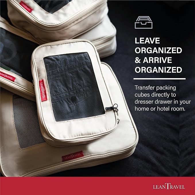 Compression Packing Cubes for Travel Organizers with Double Zipper, LeanTravel