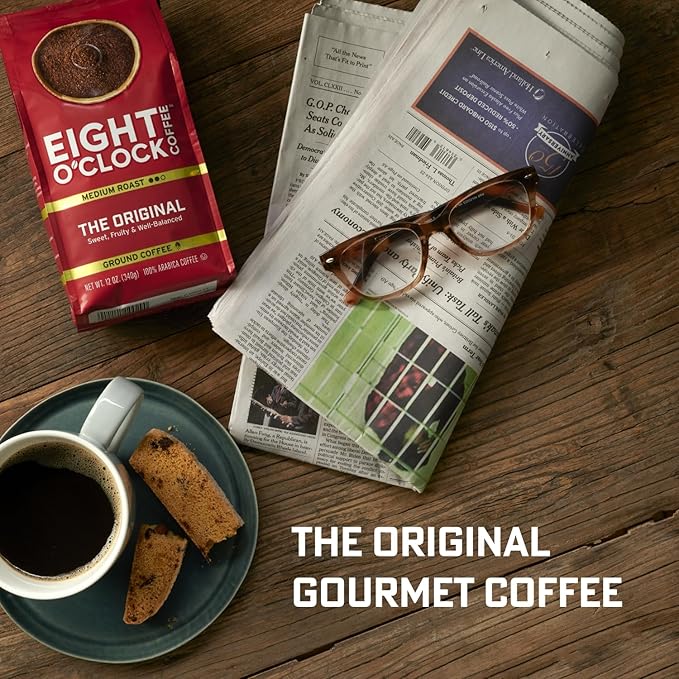 Eight O'Clock Coffee 100% Colombian Peaks Ground Coffee, Medium Roast, 11 Ounce (Pack of 6) - Rich, Winey & Full Bodied