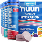 Nuun Sport Electrolyte Tablets with Magnesium, Calcium, Potassium, Chloride & Sodium, Gluten Free & Vegan, Mixed Flavors, 4 Pack (40 Servings Total)