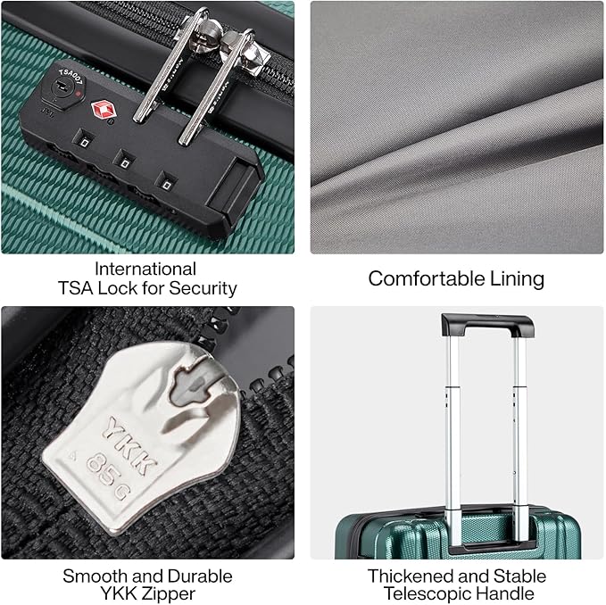 Hanke 29 Inch Luggage Suitcases With Spinner Wheels Lightweight PC hardside Rolling Suitcase With Travel Lock, Checked-Large 29-Inch(Blackish Green)