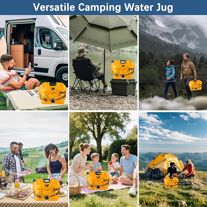 Camping Water Jug 2.1 Gallon CollapsibleWater Container Portable Water Bag for TravelOutdoor Hiking BPA Free Lightweight (Orange (2.1 Gal), 4)