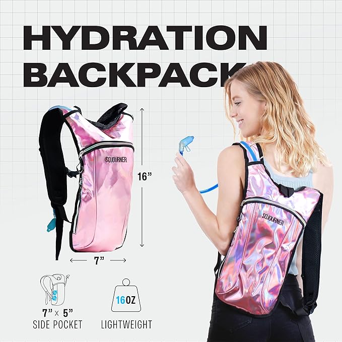 Sojourner Rave Hydration Pack - Hydration Backpack - Hydropack with 2L Bladder - Water Backpack for Festivals, Hiking, Running, Biking and More