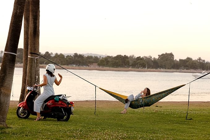 ENO DoubleNest Hammock - Lightweight, Portable, 1 to 2 Person Hammock - for Camping, Hiking, Backpacking, Travel, a Festival, or The Beach - Mantra/Gold