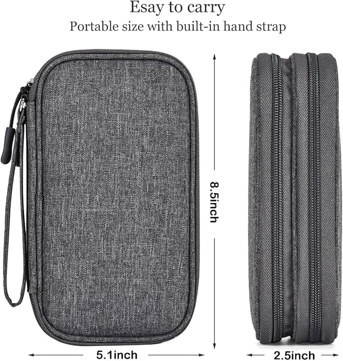 CAAORDKSO Cord Organizer Travel, Electronic Organizer Travel Case, Cable Organizer Bag Tech Pouch Accessories Case, Travel Essentials for Cable, Charger, Phone, Power Bank, Earphone (Dark Gray, Large)