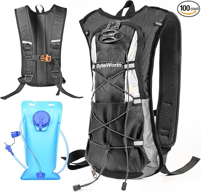 Hydration Backpack wtih 2L Water Bladder, Hiking Water Backpack, Water Bladder Backpack for Running and Biking (Men & Women) - BPA-Free, Breathable Mesh, 16L Storage, 2025 Upgrade