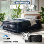 Full Air Mattress with Built-in Pump, 18" Top Inflatable Mattress with Waterproof Flocking Fabric, Three-Minute Quick-Inflatable Bed. Portable Blow Up Mattress for Home, Outdoor and Guests