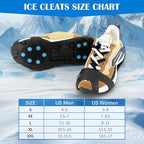Anti Slip Ice Cleats, Ice Snow Traction Cleats for Walking on Snow and Ice, 10 Steel Studs Crampons, Ice Snow Grips with Extra 20 Replacement Studs for Shoes and Boots