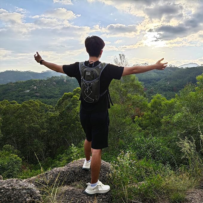 Hydration Backpack, Water Buffalo Hydration Backpack with 2L Water Bladder, Water Pack Backpack for Outdoor Sports of Running Hiking Camping Cycling Skiing for Women Men, Black