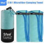 Sfee 2 Pack Microfiber Travel Towel, Quick Dry Towel Camping Towel Beach Towel Super Absorbent Compact Lightweight Sports Gym Towels Set for Beach, Gym, Hiking, Pool, Backpacking, Bath, Yoga