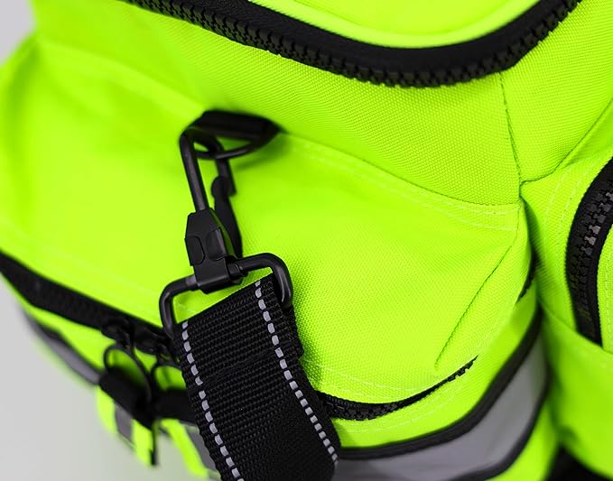 Lightning X Products Lightning X Mid-Sized First Responder EMT Bag | LXMB25 Fully Stocked Aid Kit w/ 200+ BLS Supplies - Fluorescent Yellow