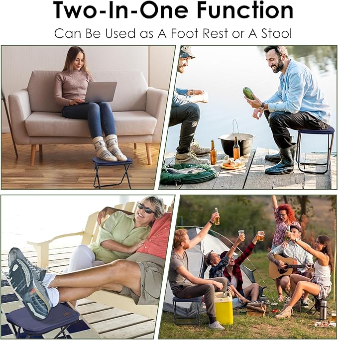 MOONCY Portable Stool, 13 Inch Small Folding Stool for Adults, Ultralight Blue Camping Stools for Hiking and Fishing, Hold Up to 265 LBS