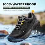 FitVille Men Waterproof Hiking Shoes Extra Wide Walking Shoes Slip-Resistant Trekking Trainers All-Terrain Quick Lace Sneakers for Travel, Camping, Running