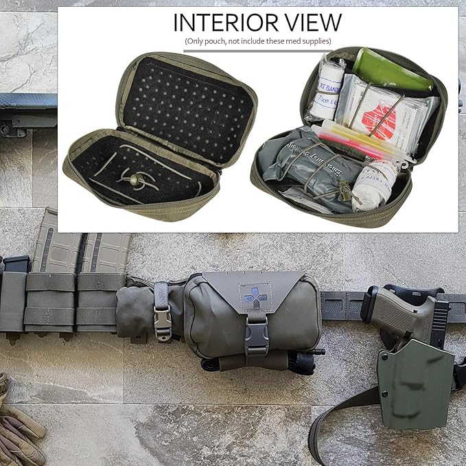 Ifak Pouch-Rapid Deployment Tactical MOLLE Trauma Kit Pouches, Quick Release Tear-Off Medical First Aid Kit Organiser with Red Immediate Identify for Emergency Surviva Activities.