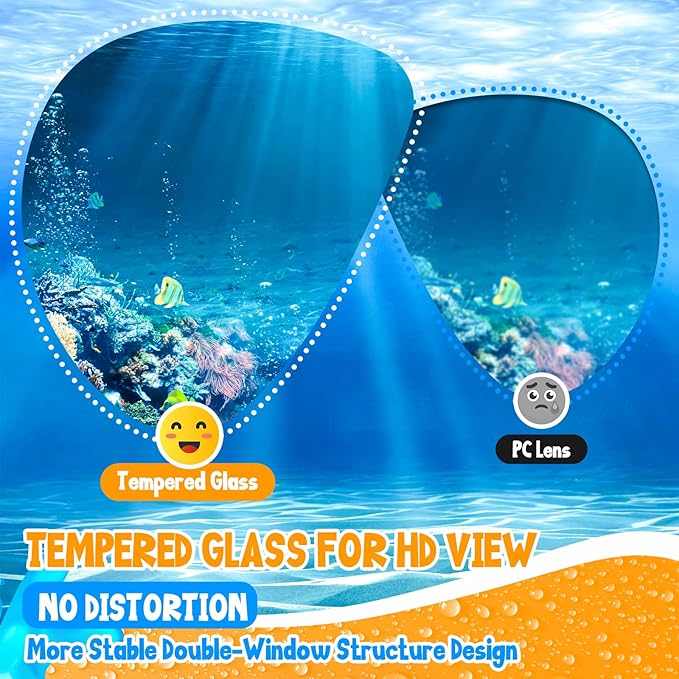 Kids Snorkel Set, Dry Top Snorkeling Gear for Kids, Diving Mask for Youth Boys Girls Age 5-15, Tempered Glass Swimming Goggles Combo Set, Anti-Fog Panoramic View Kids Snorkel Set