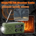 Emergency Radio Hand Crank Solar, 5000mAh/18500mWh Emergency Weather Radio, Hand Crank Solar Radios with NOAA/AM/FM, Cell Phone Charger, Headphone Jack, Flashlight for Indoor Outdoor