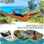 Camping Hammock Lightweight, Portable Hammocks Parachute Hammock with Two Tree Straps, Single or Double Travel Swing Nylon Camp Hammocks, Outdoor Essentials for Beach Backpacking Hiking, Orange