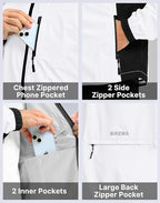 Men's Cycling Rain Jackets Waterproof Running Bike Windbreaker Lightweight Packable Hooded Jacket