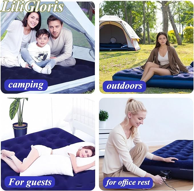 Foldable Inflatable air Mattress, Suitable for Indoor and Outdoor air Mattress, Thickened Waterproof, can be Used for Camping Tents (excluding Inflation Tools (Small Double)