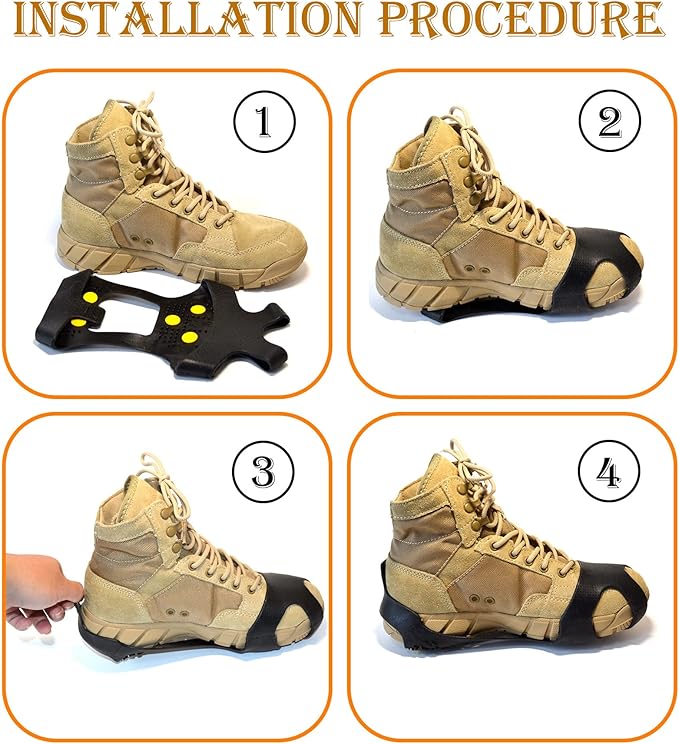 Ice Cleats Snow Crampons for Shoes and Boots 10 Studs Crampons Ice Grips Anit Slip Silicone Rubber Walk Traction Ice Cleats Slip-on Stretch Footwear Walking on Snow and Ice S/M/L/XL