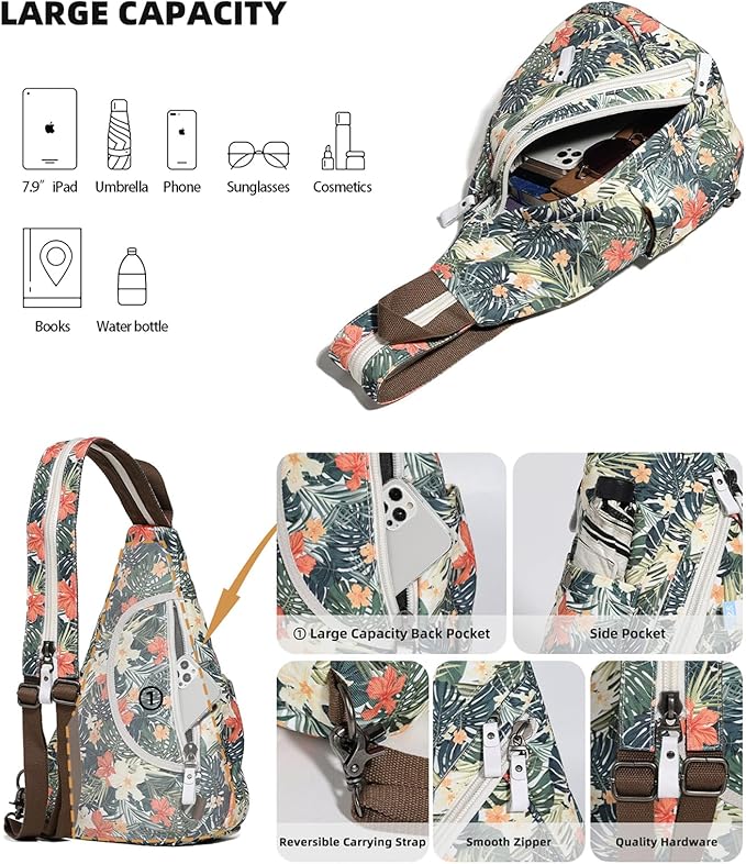 KL928 Canvas Sling Bag - Small Crossbody Backpack Shoulder Casual Daypack Rucksack for Men Women