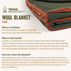Texas Bushcraft Merino Wool Blanket for Camping, Hiking and Backpacking - Water and Fire Resistant Camp Car Blanket, Fast-Warming and Durable With Double-Stitched Edging (66" x 90")