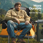 ALPHA CAMP Oversized Camping Folding Chair, Heavy Duty Support 450 LBS Steel Frame Collapsible Padded Arm Chair with Cup Holder Quad Lumbar Back, Portable for Outdoor