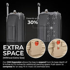 Briggs & Riley Global 21" Carry On Expandable Spinner - Luggage for Travel, Suitcases with Wheels, Softside Rolling Bag for Men & Women, Self-Repairing Zipper - Baseline Collection, Steel Gray