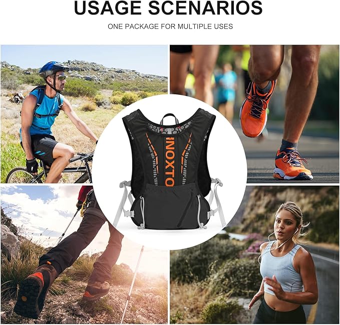INOXTO Hydration Vest Backpack,Lightweight Water Running Vest Pack with 1.5L Water Bladder Bag Daypack for Hiking Trail Running Cycling Race Marathon for Women Men