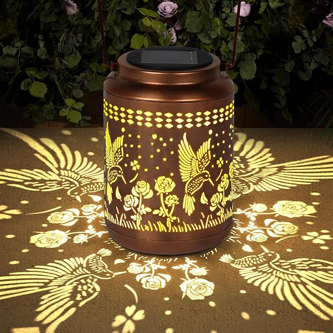 Hummingbird Solar Lantern Outdoor Hummingbird Decor Garden Decor Waterproof Decor Light Hanging Solar Lights Yard Decor, Gifts for Women Gifts for Mom Gifts for Grandma