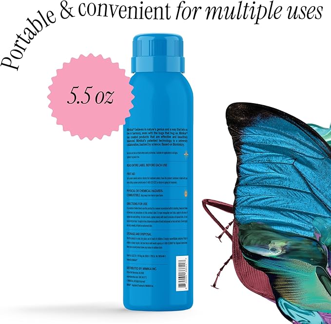Mimikai Tick Repellent Spray, DEET-Free for Skin and Outdoor Use, Non-Toxic, Plant-Powered Skincare, 5.5oz