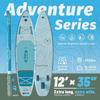 Adventure 12’×35"/39" Extra Wide Paddle Board, One-Stop Premium SUP Board Accessories, Tailored 5 Fins, Stable Inflatable Stand Up Paddle Boards for Youth/Adults of All Skill Levels